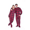 Big Feet Pyjama Co's Red and Black Plaid (Tartan) Adult Footed Pyjamas (101) (Medium)