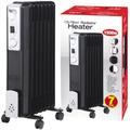 New 1500W 7 FIN Portable Oil Filled Radiator Heater Electrical Caravan Office Home | Standing Portable Heater with Adjustable Heat Control | Quality Long Lasting Space Heater (Black)