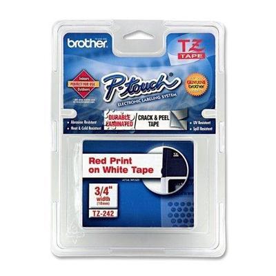 Brother TZe242 Laminated Tape for P-Touch Labelers (Red on W TZE-242