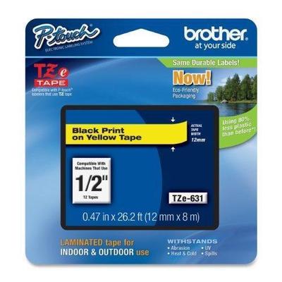 Brother TZe631 Laminated Tape for P-Touch Labelers  - Black on TZE-631