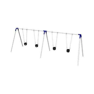 Ultra Play Double Bay Commercial Bipod Swing Set with Tot Seats and Blue Yokes