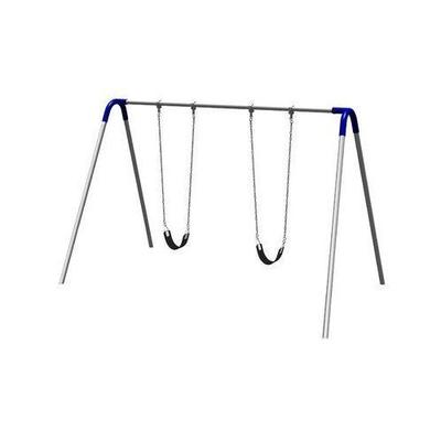 Ultra Play Playground Single Bay Commercial Bipod Swing Set with Strap Seats and Blue Yokes