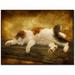 Trademark Fine Art "Sleeping Kitty" by Lois Bryan Painting Print on Canvas in Brown/White | 16 H x 24 W x 2 D in | Wayfair LBr043-C1624GG