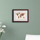 Trademark Fine Art "Typography World Map" by Michael Tompsett Matted Framed Textual Art Canvas, Wood | 16 H x 20 W x 0.5 D in | Wayfair