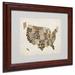 Trademark Fine Art "USA States Text Map 2" by Michael Thompsett Framed Textual Art Canvas, Wood | 11 H x 14 W x 0.5 D in | Wayfair MT0214-W1114MF