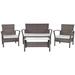 Safavieh Avaron 4 Piece Sofa Seating Group w/ Cushions Synthetic Wicker/All - Weather Wicker/Wicker/Rattan in Gray | Outdoor Furniture | Wayfair