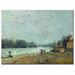 Trademark Fine Art "The Thaw, 1880" by Alfred Sisley Painting Print on Canvas Metal in Blue/Brown | 22 H x 32 W x 2 D in | Wayfair BL0149-C2232GG