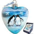 G Debrekht Holiday Splendor Penguins Pals Heart Holiday Shaped Ornament Glass in Black/Blue/White | 3.5 H x 3 W x 3 D in | Wayfair 73431