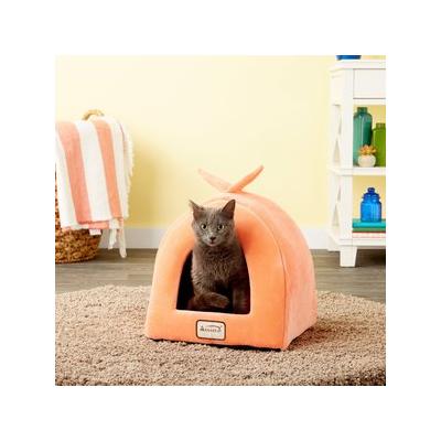 Armarkat Cave Shape Covered Cat & Dog Bed, Orange/Ivory