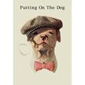 Buyenlarge Dog in Hat & Bow Tie Smoking a Cigar Graphic Art on Wrapped Canvas in Brown/Pink | 30 H x 20 W x 0.5 D in | Wayfair 00930-6C2030