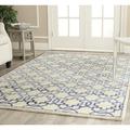 Indigo/White 48 x 0.25 in Area Rug - Safavieh Mosaic Geometric Hand Knotted Wool Purple/Cream Area Rug Viscose/Wool | 48 W x 0.25 D in | Wayfair