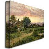 Trademark Fine Art "Worcestershire Cottages, 1912" by Benjamin Leader Painting Print on Wrapped Canvas in Green/Orange/Yellow | Wayfair