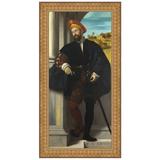 Vault W Artwork Portrait of a Man, 1526 by Moretto da Brescia Framed Painting Print Canvas in Black/Brown/Red | 21 H x 13.5 W x 1 D in | Wayfair