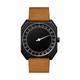 slow Jo 19 - Brown Vintage Leather Black Case Black Dial Unisex Quartz Watch with Black Dial Analogue Display and Brown Leather Strap