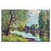 Buyenlarge River Landscape at Moret sur Loing by Alfred Sisley Painting Print on Wrapped Canvas in Blue/Green | 20 H x 30 W x 1.5 D in | Wayfair