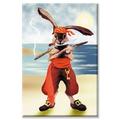 Buyenlarge Rabbit Pirate Graphic Art on Wrapped Canvas in Blue/Red | 24 H x 16 W x 1.5 D in | Wayfair 15570-1C1624