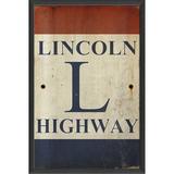 The Artwork Factory Sign Lincoln Highway Framed Textual Art Paper, Metal in Black | 25.13 H x 16.63 W x 1.13 D in | Wayfair 17957