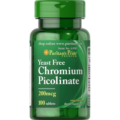 Puritan's Pride 2 Pack of Chromium Picolinate 200 mcg Yeast Free-100-Tablets