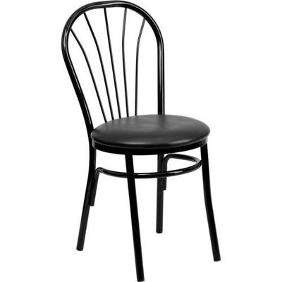 Flash Furniture Hercules Series Fan Back Metal Chair - Black Vinyl Seat XU-698B-BLKV-GG