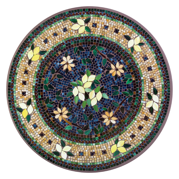 KNF Tuscan Lemons Mosaic Table Collection - Double-Tiered Side Table, Black, 24" dia. - Frontgate