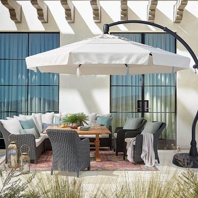 11' Cantilever Round Side Mount Umbrella with Base - Black/Vanilla - Frontgate