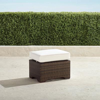 Small Palermo Ottoman with Cushion in Bronze Wicker - Standard, Rain Brick - Frontgate