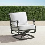 Carlisle Swivel Lounge Chair with Cushions in Slate Finish - Rumor Vanilla with Dupione Sand Piping, Standard - Frontgate