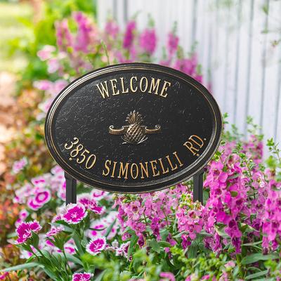 Designer Oval Lawn Address Plaque - Bronze/Gold Plaque with Shell, Estate, 2 Lines - Frontgate