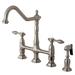 Kingston Brass Tudor Double Handle Widespread Double Handle Kitchen Faucet w/ Brass Spray in Gray | 8 W x 8.75 D in | Wayfair KS1278TALBS