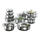 Karcher Jasmin Cookware Set with Pan, Stainless Steel, 20-Piece with glass Lids and 4 Bowls