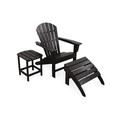 POLYWOOD® South Beach Adirondack 3-Piece Set in Black | 38.5 H x 31.25 W x 33.75 D in | Wayfair PWS176-1-BL