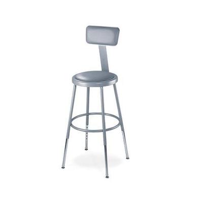 National Public Seating 6418HB 19-27" Adj. Stool with a Vinyl Upholstered Seat and backrest