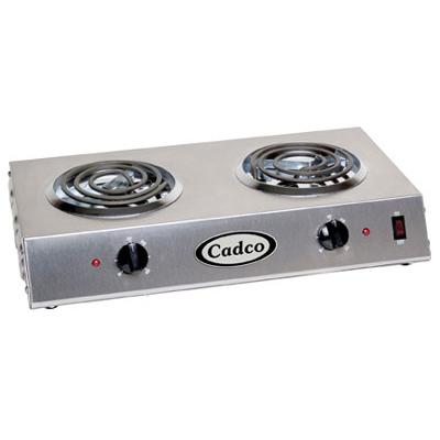 Cadco 1650W Counter Hot Plate With Double Burner & Infinite Controls (CDR-1T) - Stainless Steel