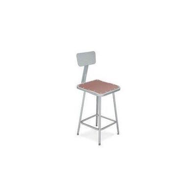 National Public Seating 6324HB 25-32.5in Adj. Stool with Square Hardboard Seat and Metal Backrest