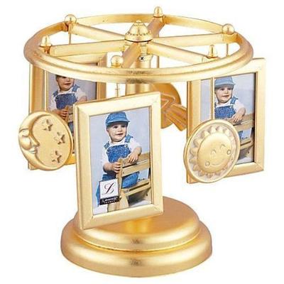 Lawrence Frames Wind Up Musical Carousel Picture Frame, Gold Sun, Moon, & Stars Design