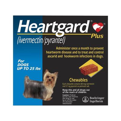 Heartgard Plus Chewables Small Dogs Up To 25lbs (Blue) 6 Doses