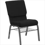 18.5''W Black Fabric Stacking HERCULES Church Chair with 4.25'' Thick Seat, Book Rack - Silver Vein screenshot. Chairs directory of Office Furniture.