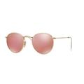 Ray-Ban Round Metal Sunglasses - Men's Gold Frame Brown Mirror Pink 50 mm Lenses RB3447-112-Z2-50