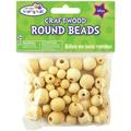 Krafty Kids Wood Beads - Round Unfinished Package of 60