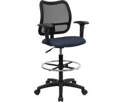 Ergonomically Contoured Mesh Back Drafting Stool with Arms, Multiple Colors