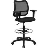 Ergonomically Contoured Mesh Back Drafting Stool with Arms, Multiple Colors screenshot. Chairs directory of Office Furniture.