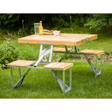 Leisure Season Square 4 - Person 33" Long Outdoor Picnic Table Wood/Metal in Brown | Wayfair PFT12