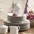 Ten Strawberry Street Simply Round Dinnerware Set, Service for 8 Plus in Gray/White | Wayfair SM-4500-RD-W