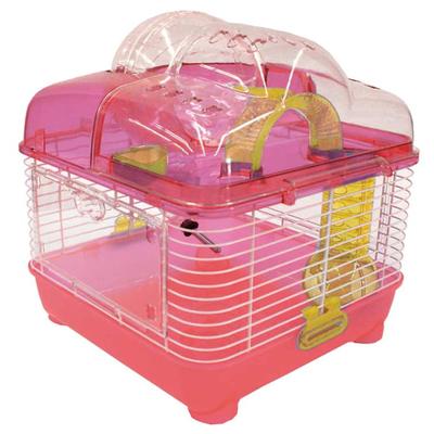 YML Clear Pink Hamster Cage, 10" L X 10" W X 12" H