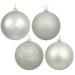 Vickerman 35056 - 6" Silver Shiny Matte Glitter Sequin Ball Christmas Tree Ornament (4 pack) (N591507DA)