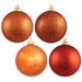 Vickerman 35096 - 6" Burnished Orange Shiny Matte Glitter Sequin Ball Christmas Tree Ornament (4 pack) (N591518DA)