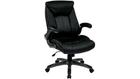 Mid Back Managers Chair with Padded Flip Arms, Executive and Managerial Chairs, Leather, Black