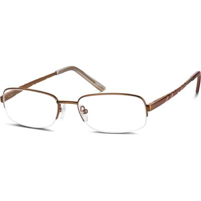 Zenni Men's Rectangle Prescription Glasses Half-Rim Brown Stainless Steel Frame