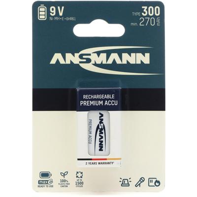 Ansmann 9V 300mah Rechargeable NiMH Battery