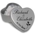 30 Personalised Luxurious Silver Heart Tins Wedding Favours with Mints, Chocolates, Or Sweets.